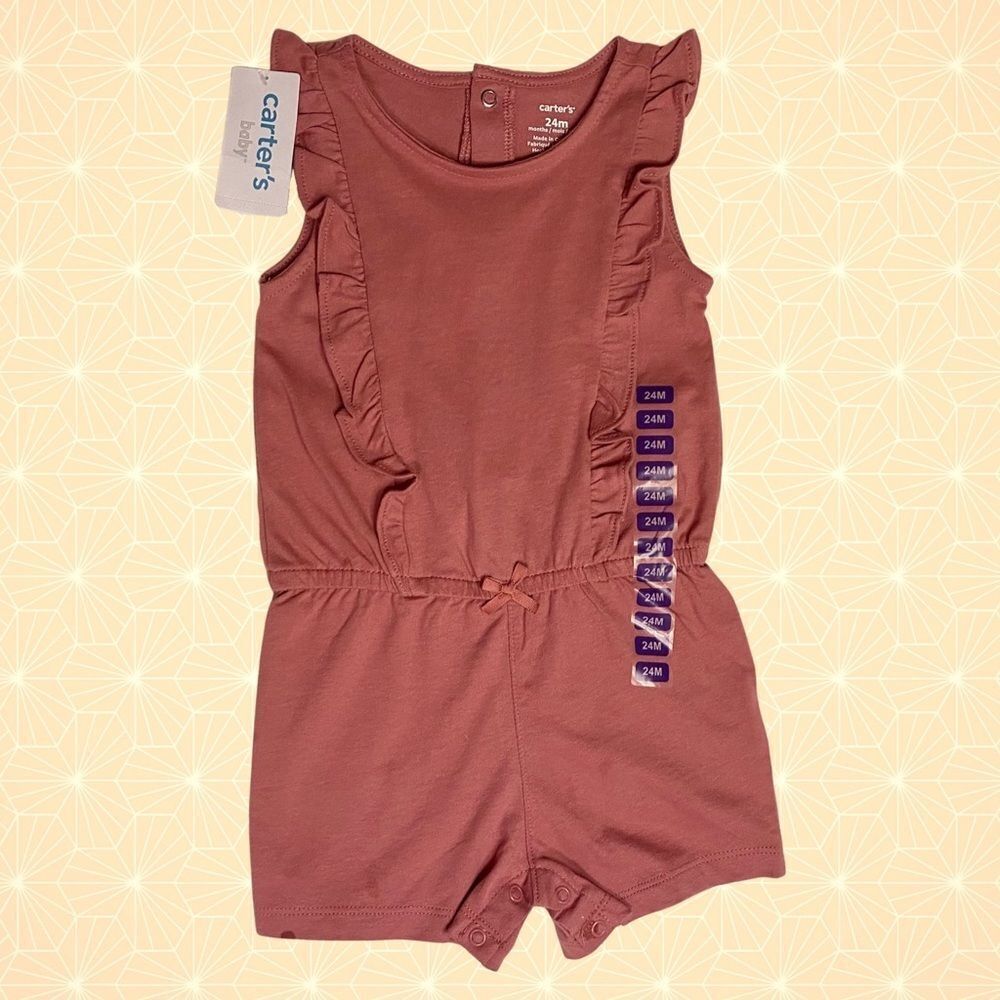 4/$17 NWT Carter’s Baby Onesie Mauve w Ruffles, 24 Months, Pink, Red, Rose, New - Picture 1 of 9